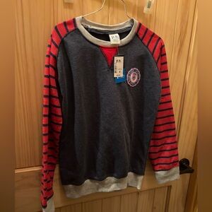 P.S. by Aeropostale Navy and Red Striped Sweatshirt girl size 12-nwt